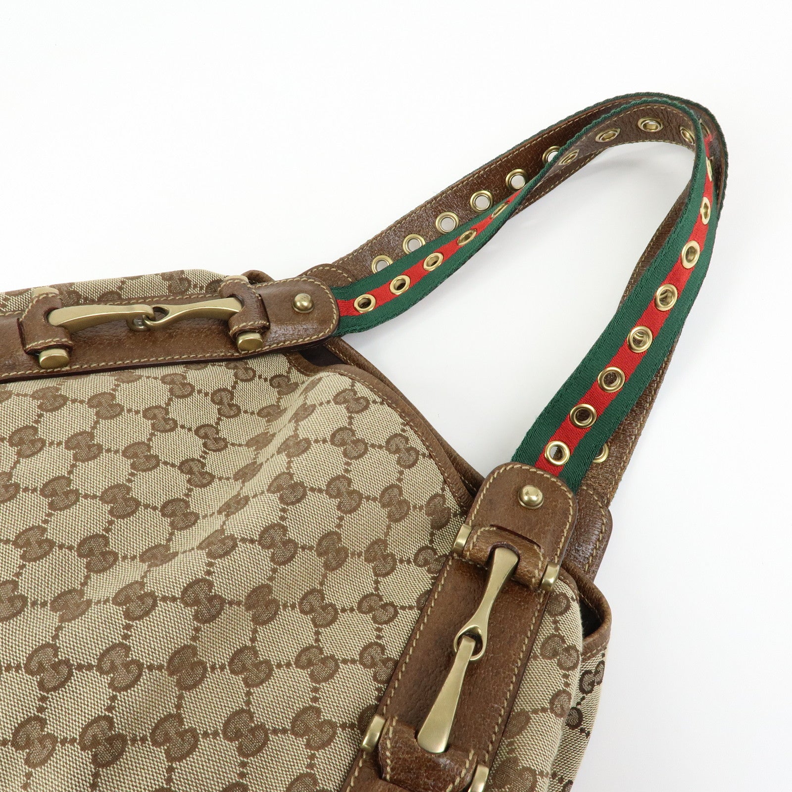 GUCCI Sherry GG Canvas Tote Bag Hand Bag Beige Brown 144186