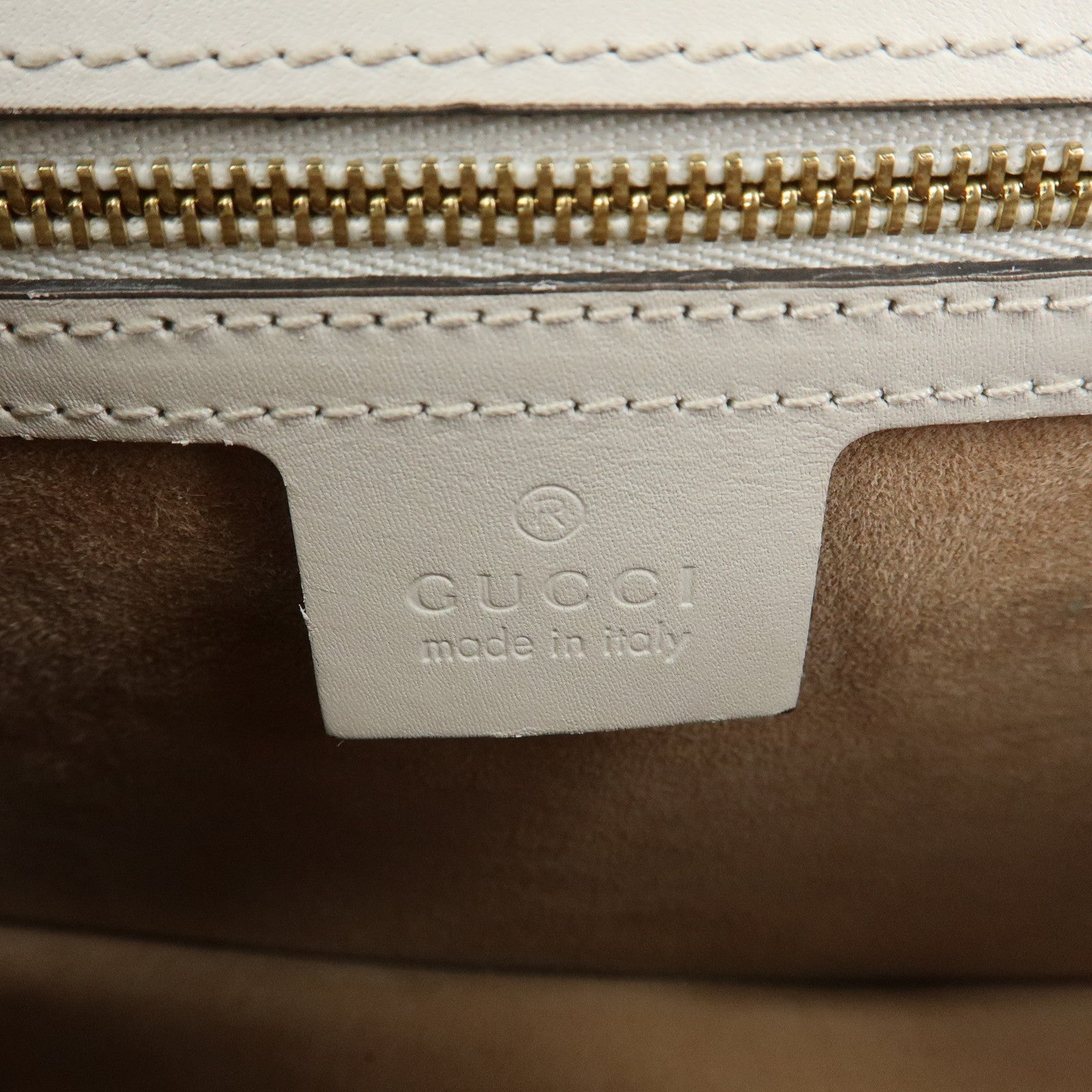 GUCCI Sylvie Sherry Leather Shoulder Bag Crossbody Bag Ivory 421882