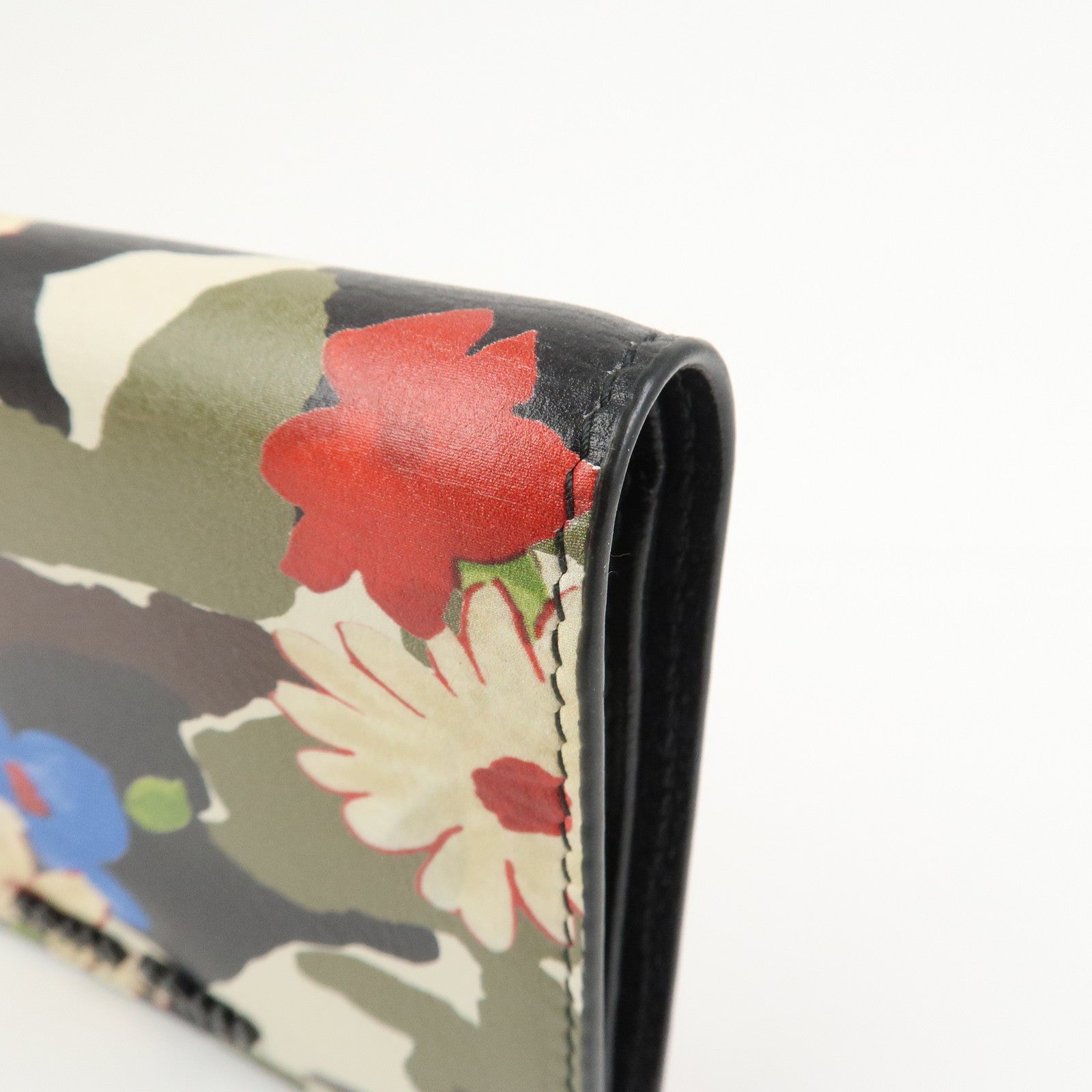 MIU MIU Flower Leather Bi-fold Compact Wallet Multicolor 5MV204
