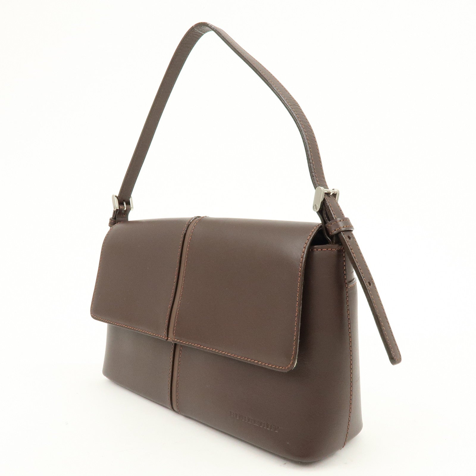 BURBERRY Leather Hand Bag Shoulder Bag Brown