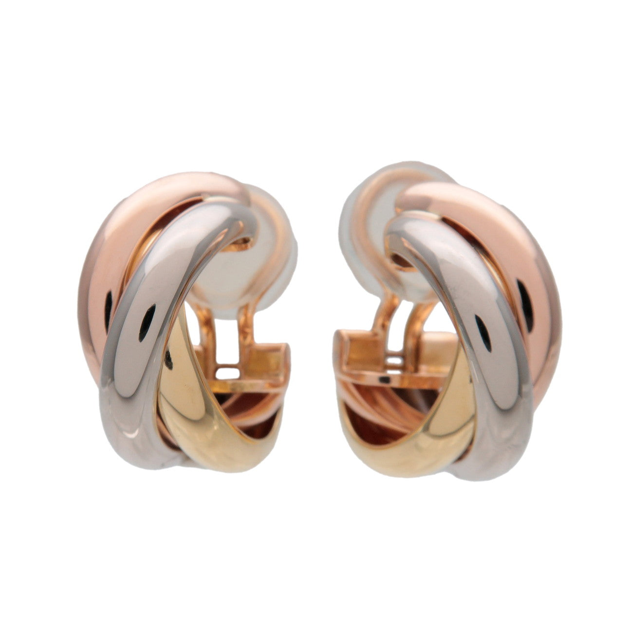 Cartier Trinity Clip On Earrings K18 750 Yellow Rose White Gold