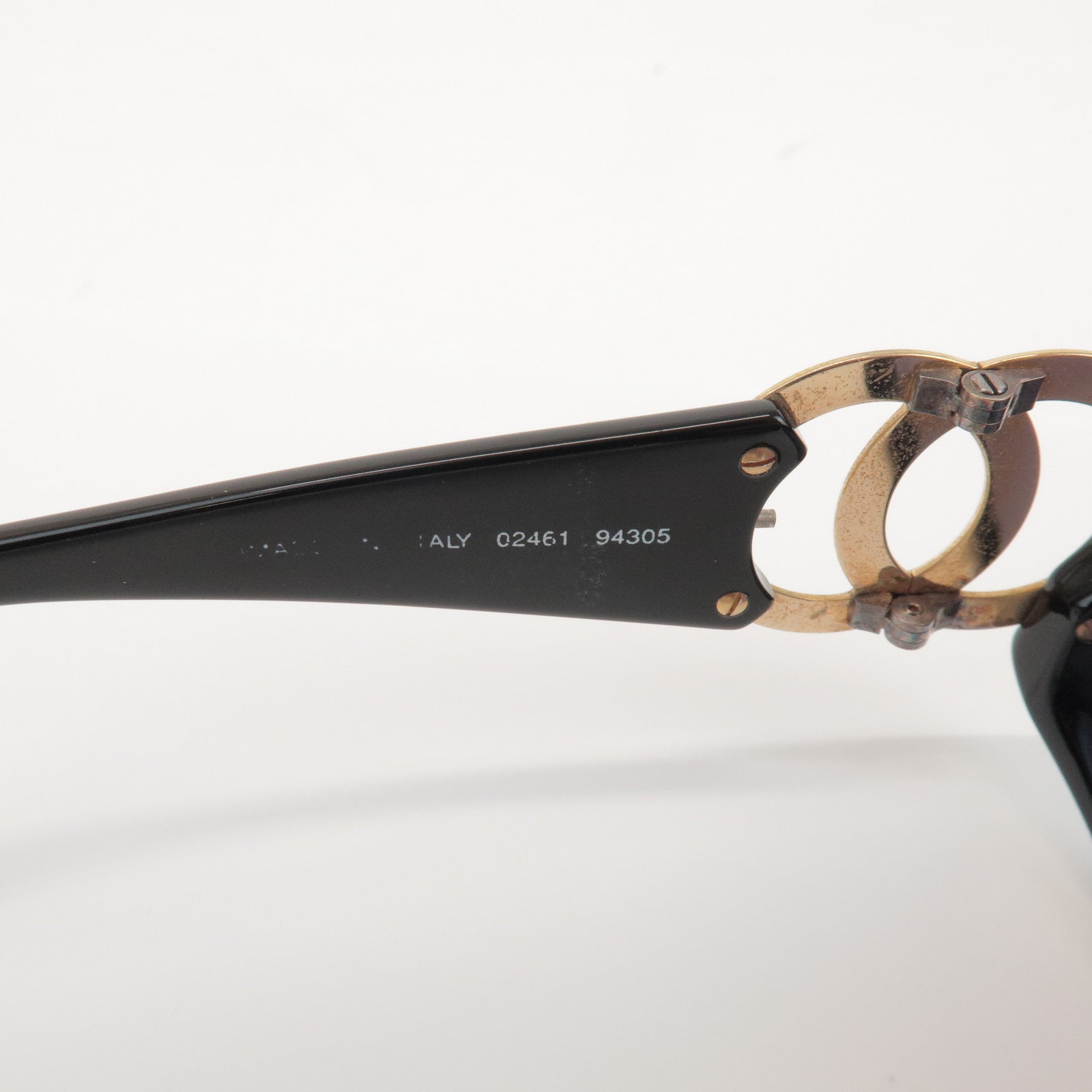 CHANEL COCO Mark Plastic Sunglasses Black Gold 02461 94305