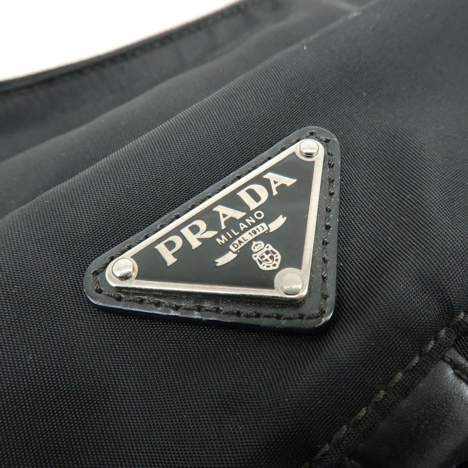 PRADA Triangle Logo Nylon Leather Shoulder Bag Crossbody Bag Black