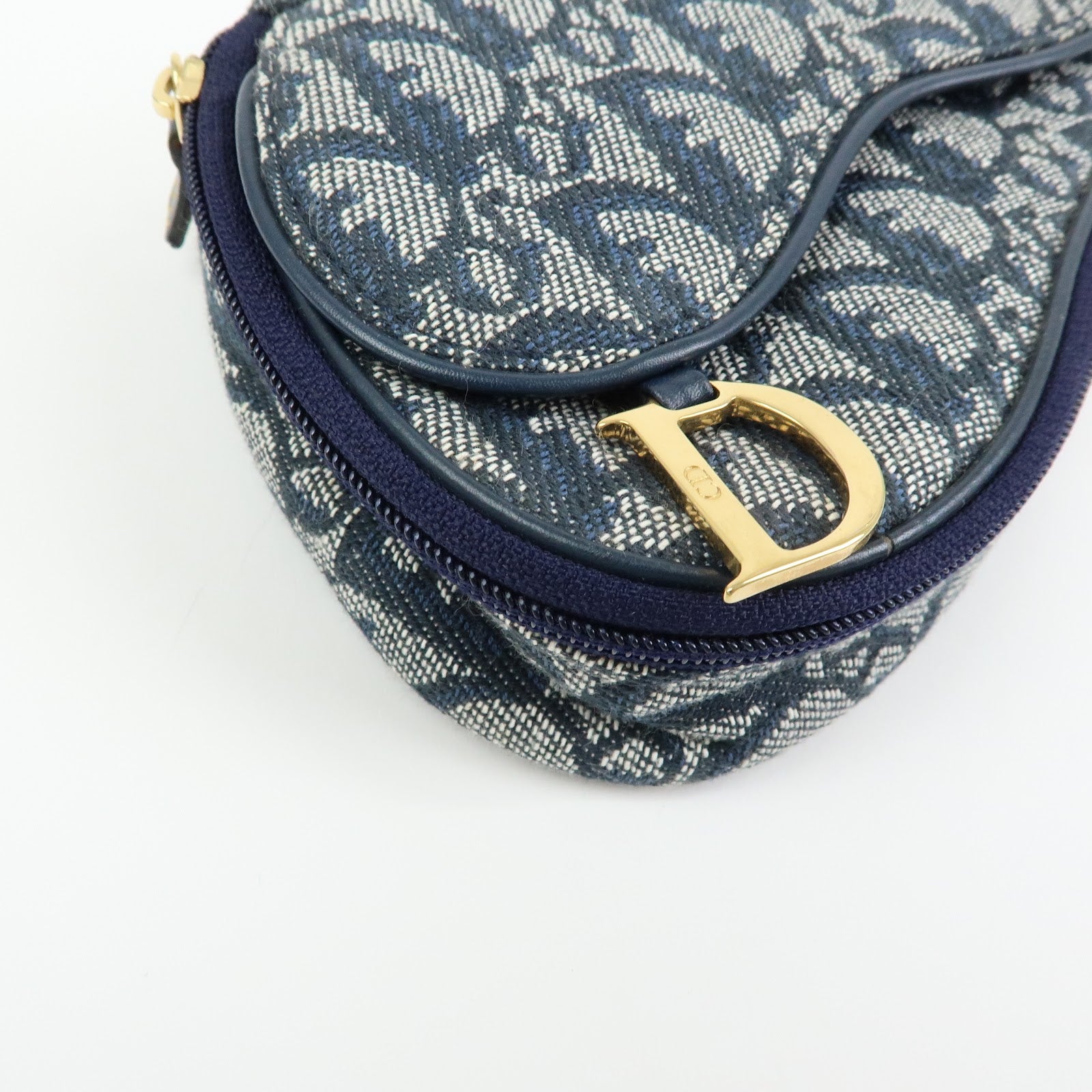 Christian Dior Trotter Jacquard Canvas Pouch Cosmetic Case Navy