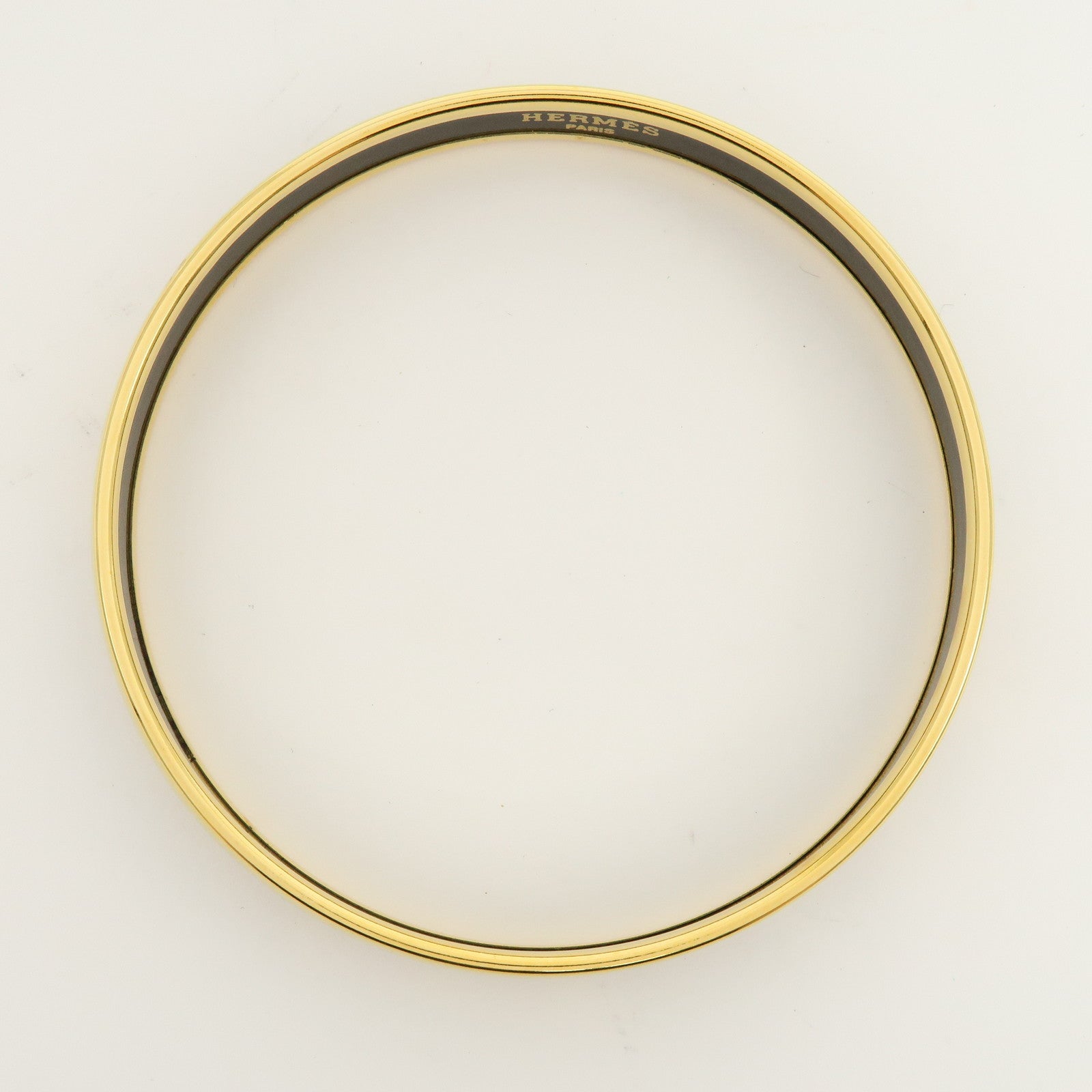 HERMES Email PM Bangle Gold Plated Bracelet Green Red
