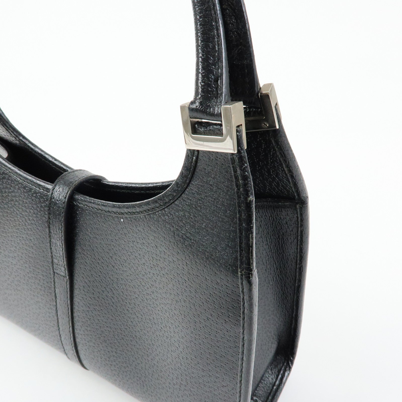 GUCCI Jackie Leather Hand Bag Black 0021068