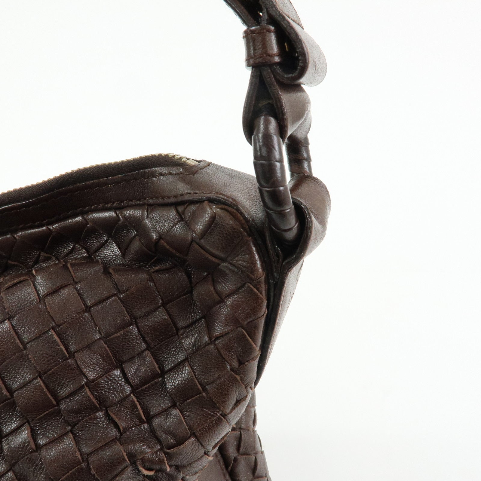 BOTTEGA VENETA Intrecciato Leather Shoulder Bag Brown 115658