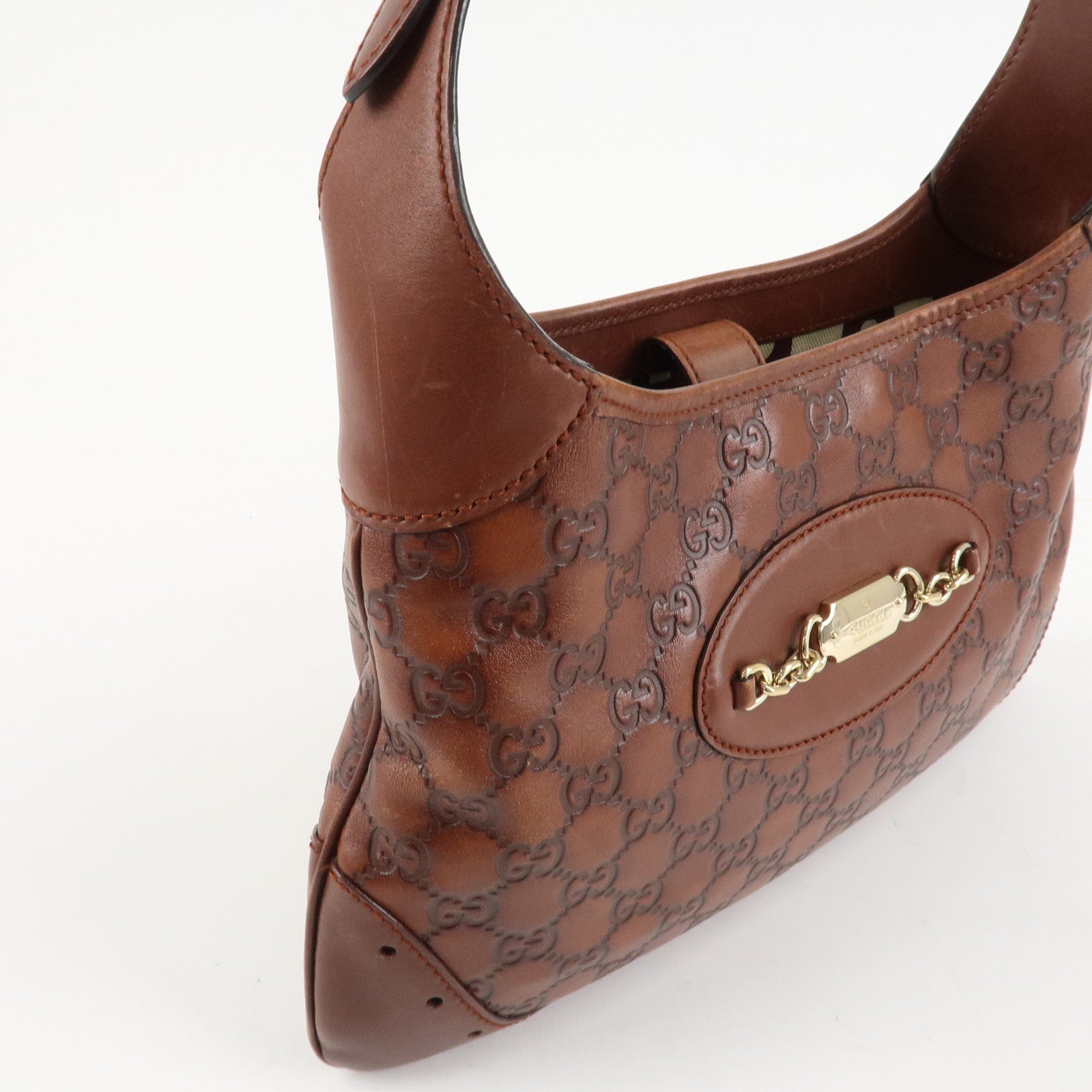 GUCCI Guccissima Leather Shoulder Bag Hand Bag Brown 145778 Used