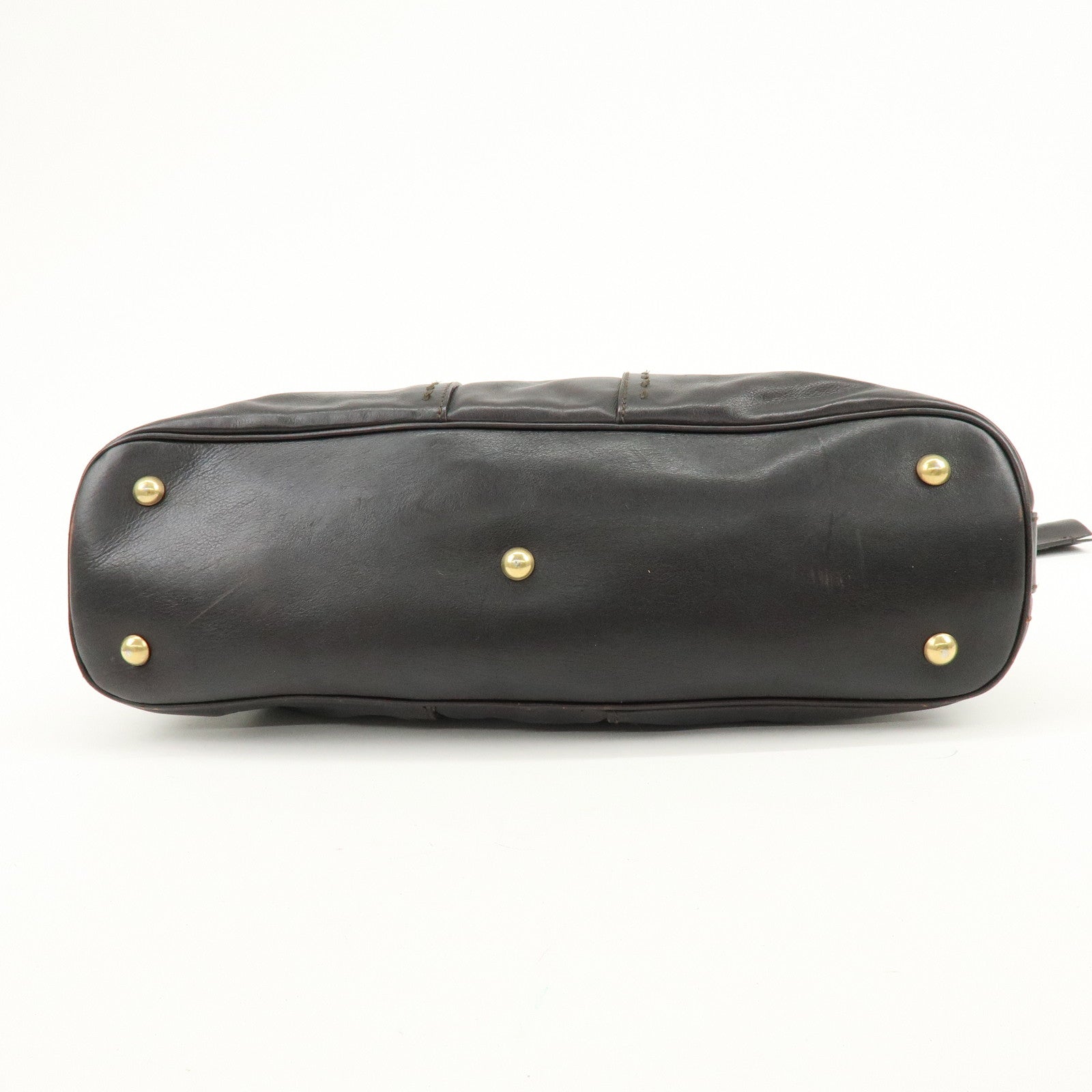 SAINT LAURENT PARIS Muse Leather Hand Bag Dark Brown 156465