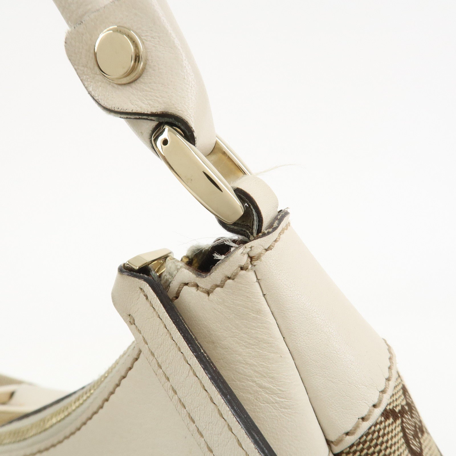 GUCCI Abbey GG Monogram Canvas Leather Shoulder Bag Beige 189833