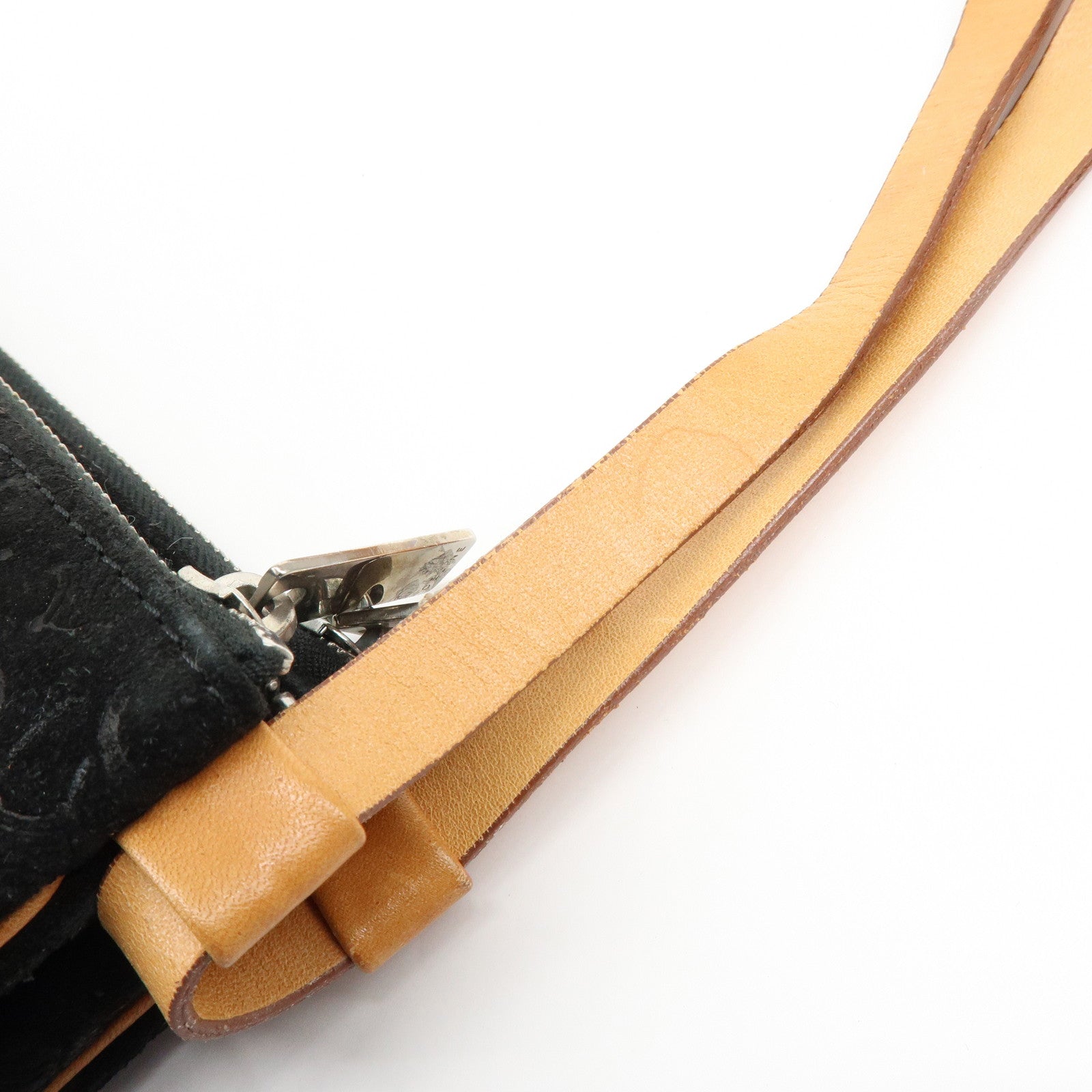 CELINE C Macadam Suede Leather Shoulder Bag Hand Bag Black Brown