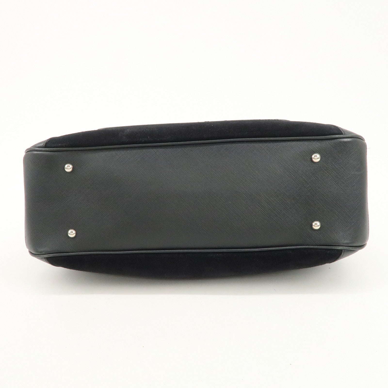 Ferragamo Gancini Leather Suede Hand Bag Black Used