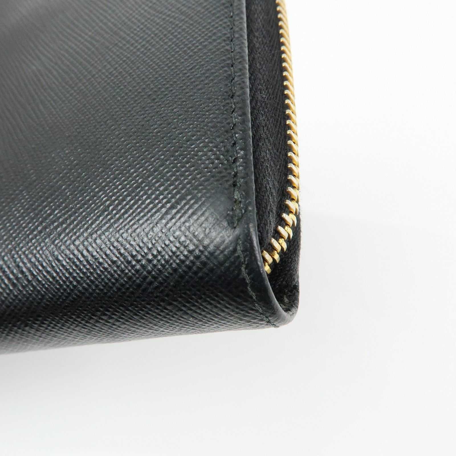 PRADA Logo Saffiano Leather Round Zippy Long Wallet Black 1ML506