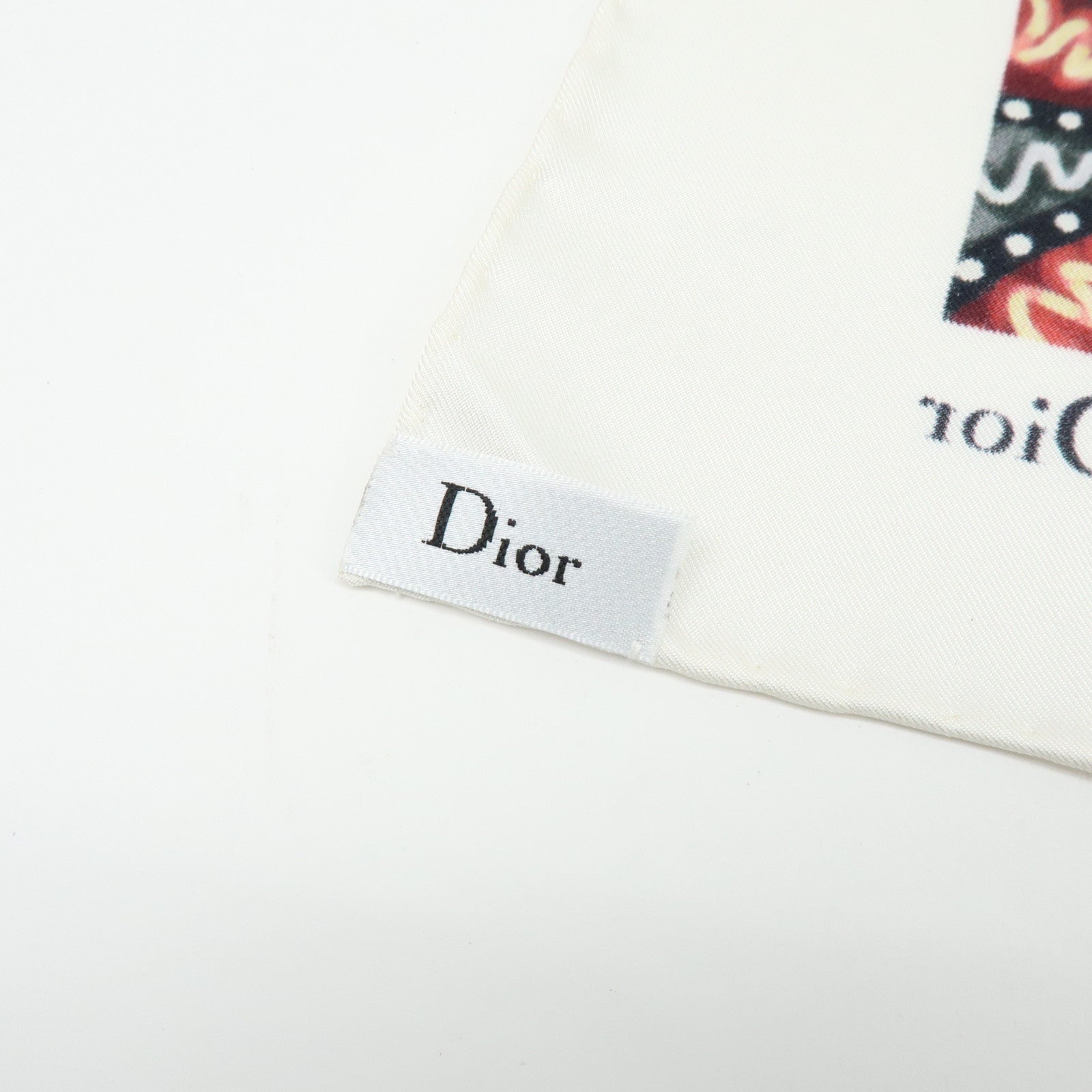 Christian Dior Silk 100% Scarf Butterfly Pattern White Black Pink
