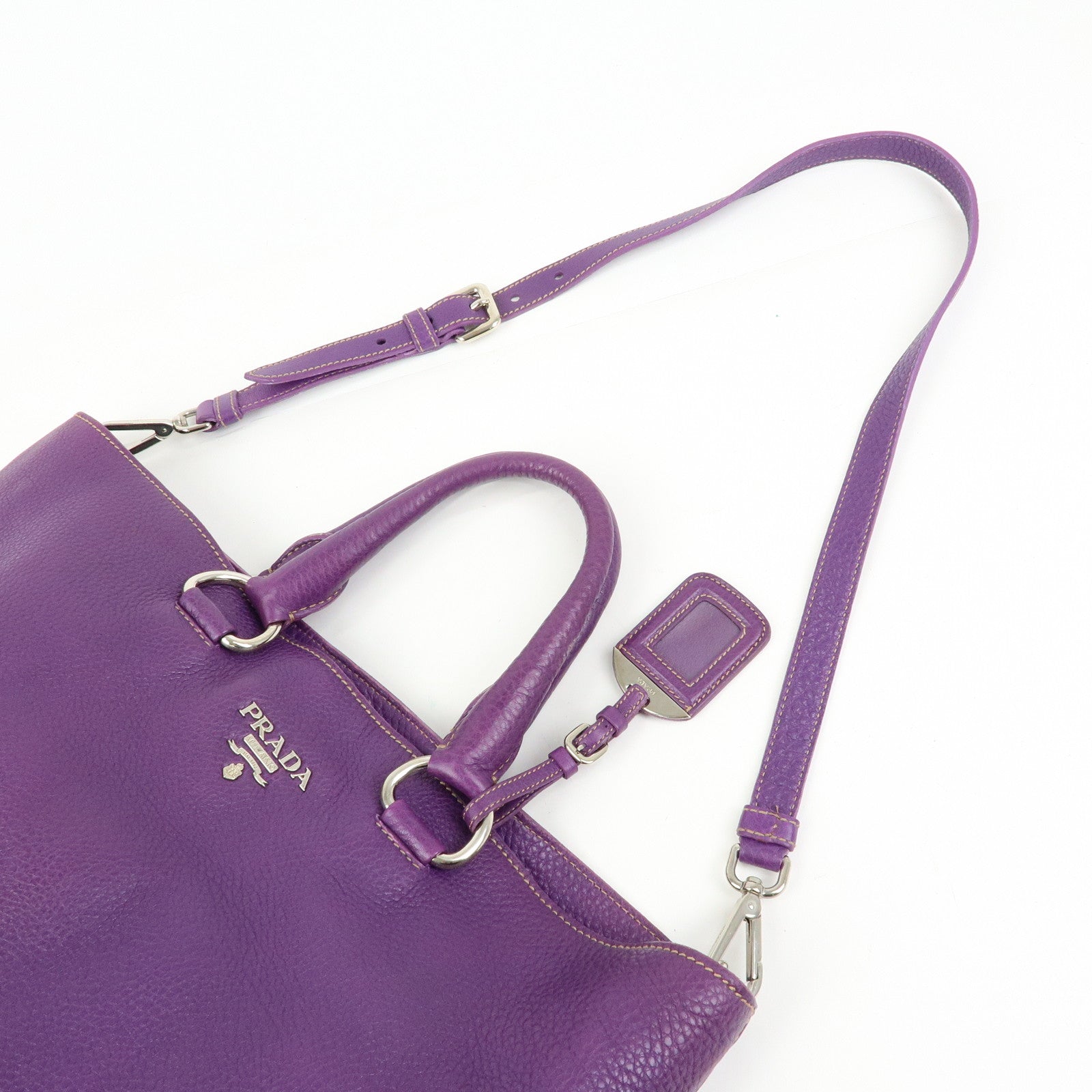 PRADA  Leather 2Way Bag Tote Bag Shoulder Bag Hand Bag Purple