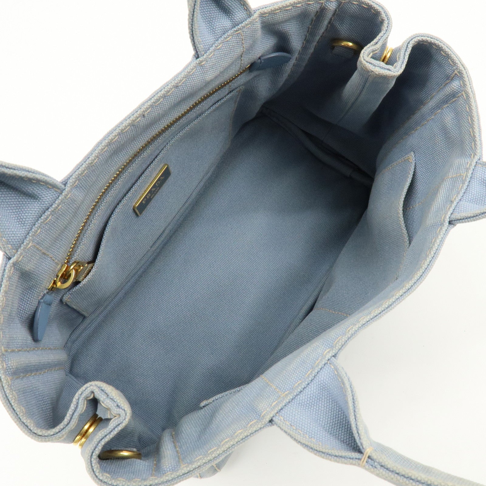 PRADA Canapa Mini Canvas 2Way Bag Hand Bag Light Blue 1BG439