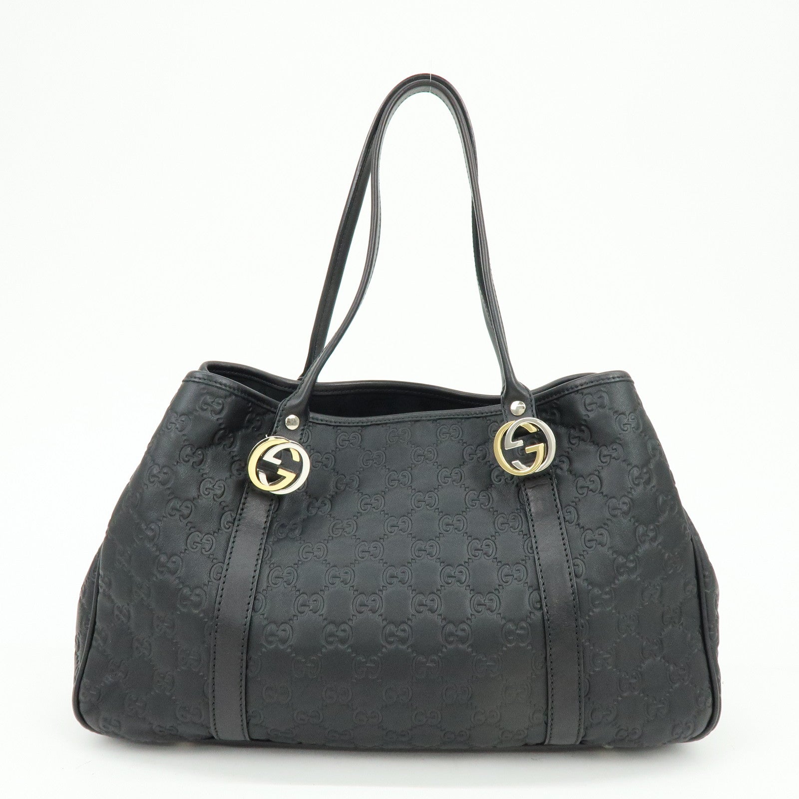 GUCCI Logo Guccissima Leather Tote Bag Shoulder Bag Black 232957