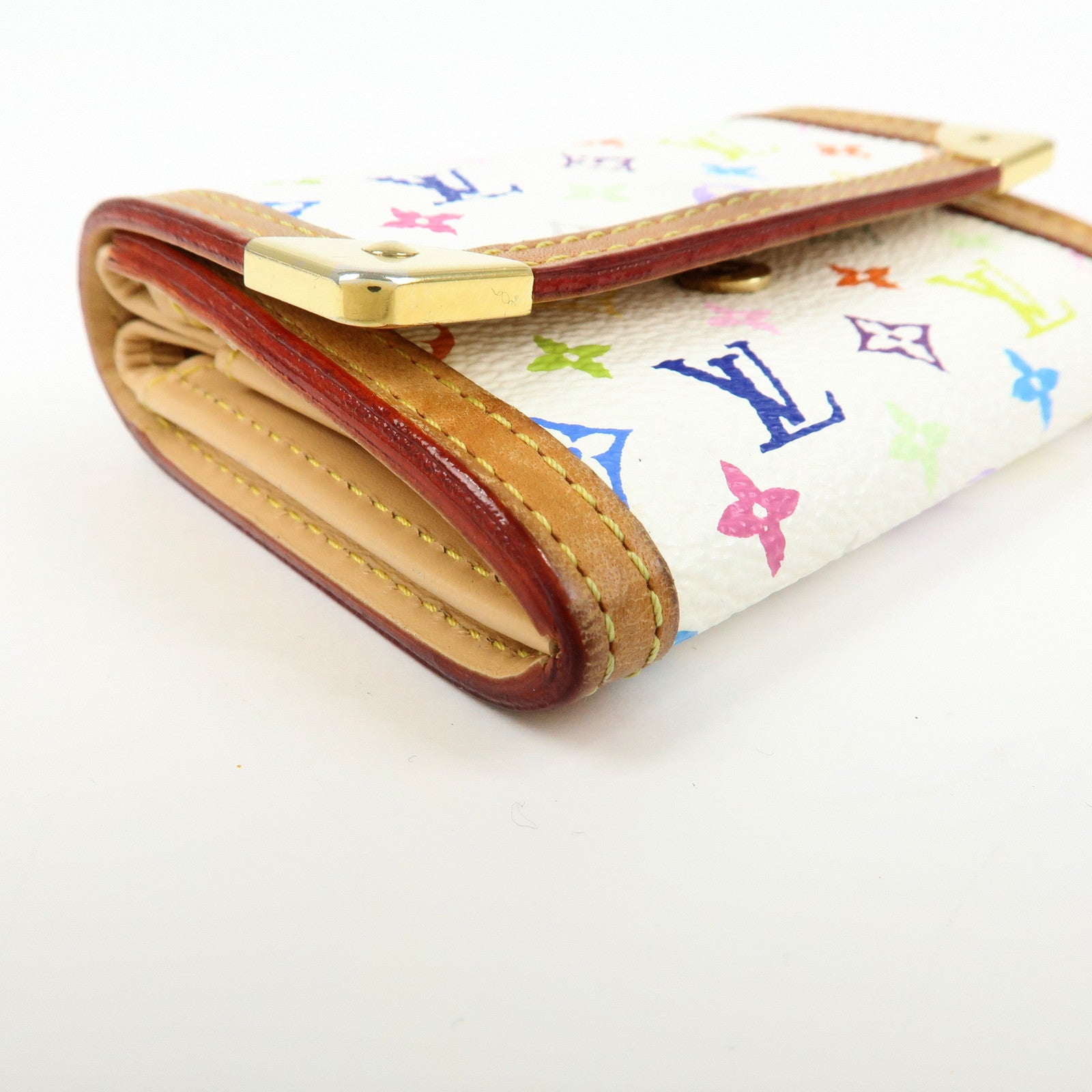 Louis Vuitton Multicolor Porte Monnaie Plat Coin Case Blanc M92657