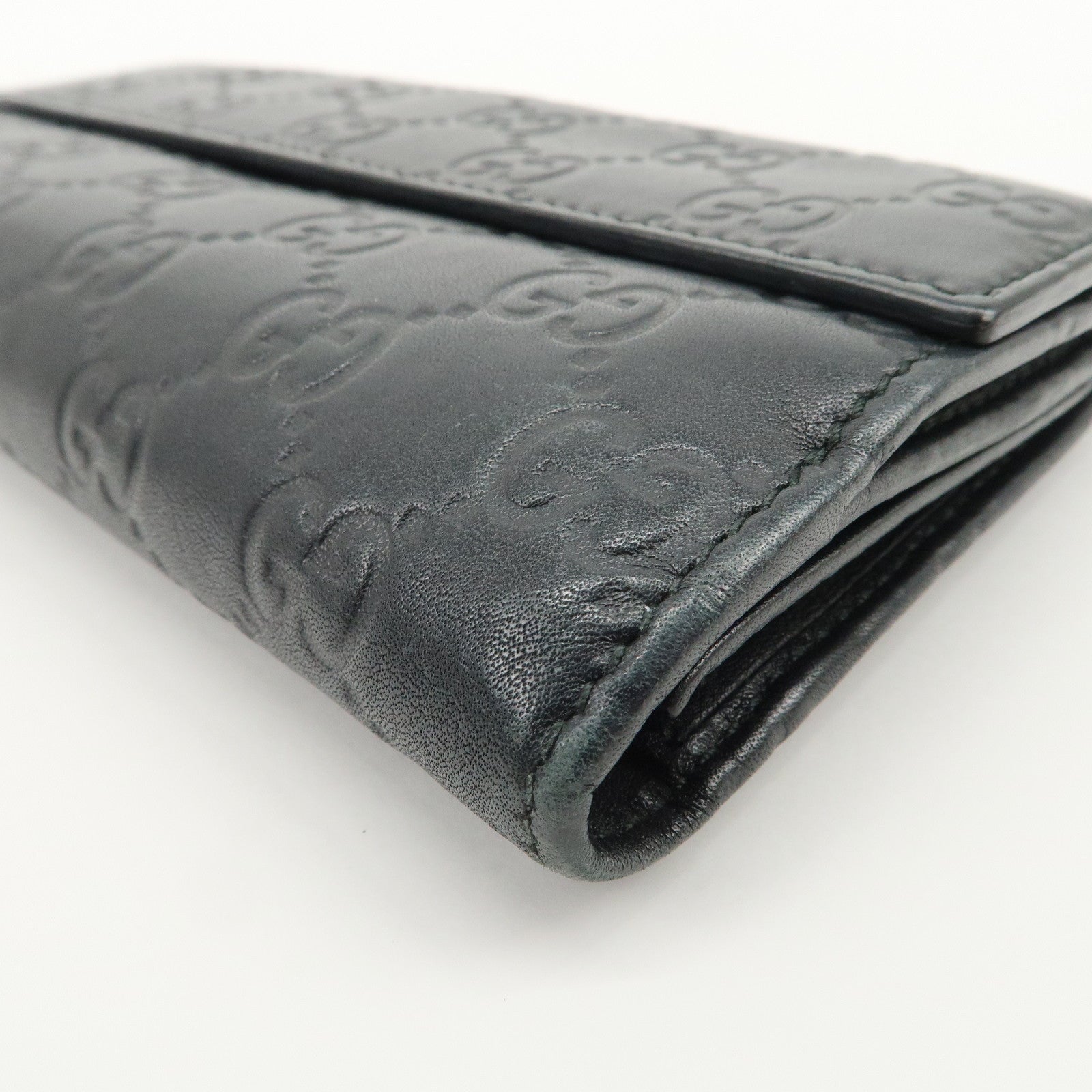 GUCCI Guccissima Lovely Heart W Hook Long Wallet Black 203550