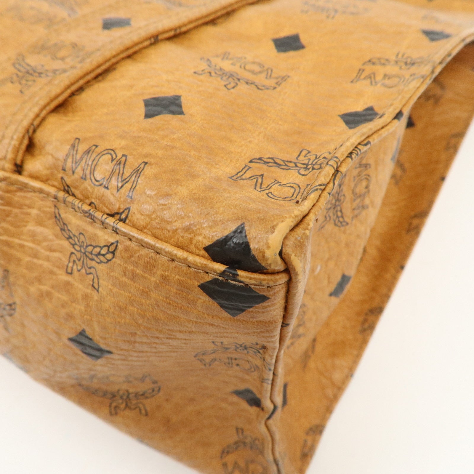 MCM Visetos Leather Shoulder Bag Tote Bag Brown