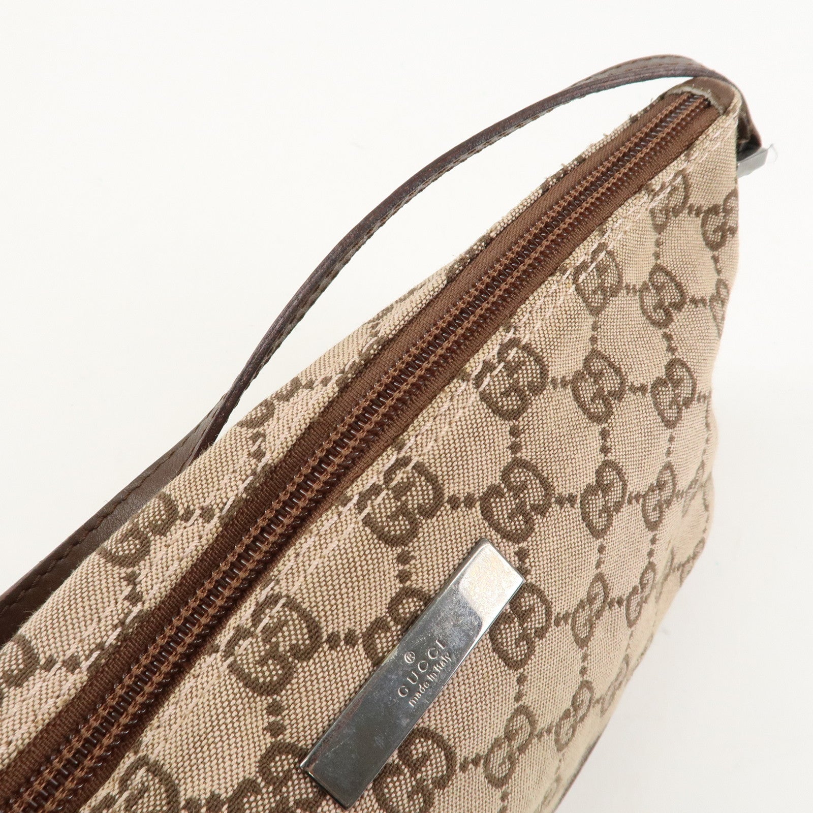 GUCCI GG Canvas Leather Canvas Accessory Pouch 039.1103.2123 Used