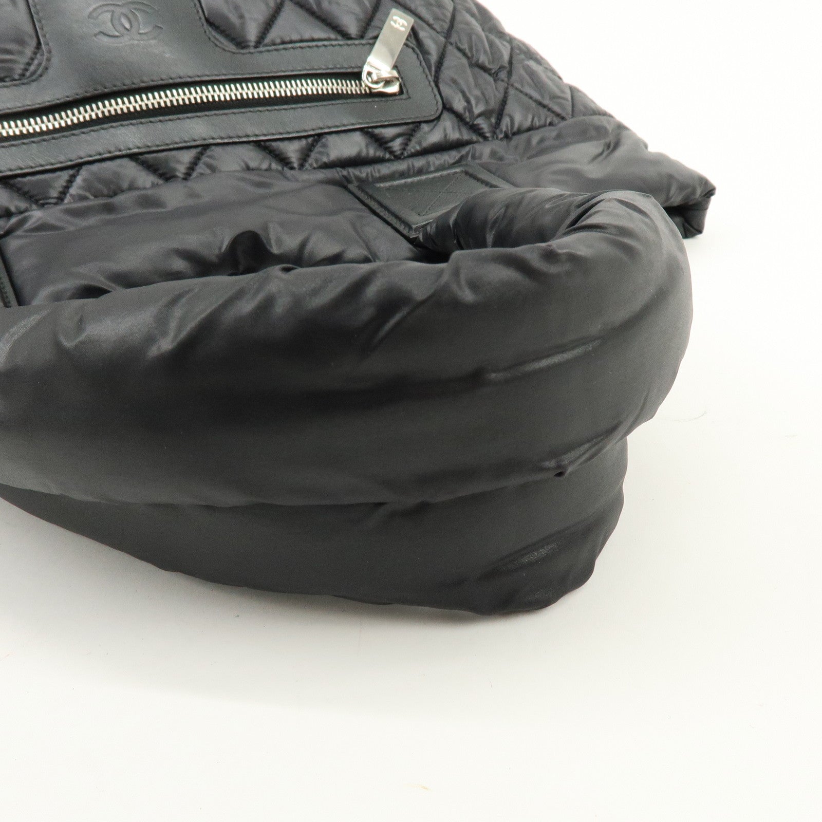 CHANEL COCO Cocoon PM Nylon Leather Tote Bag Hand Bag Black A48610