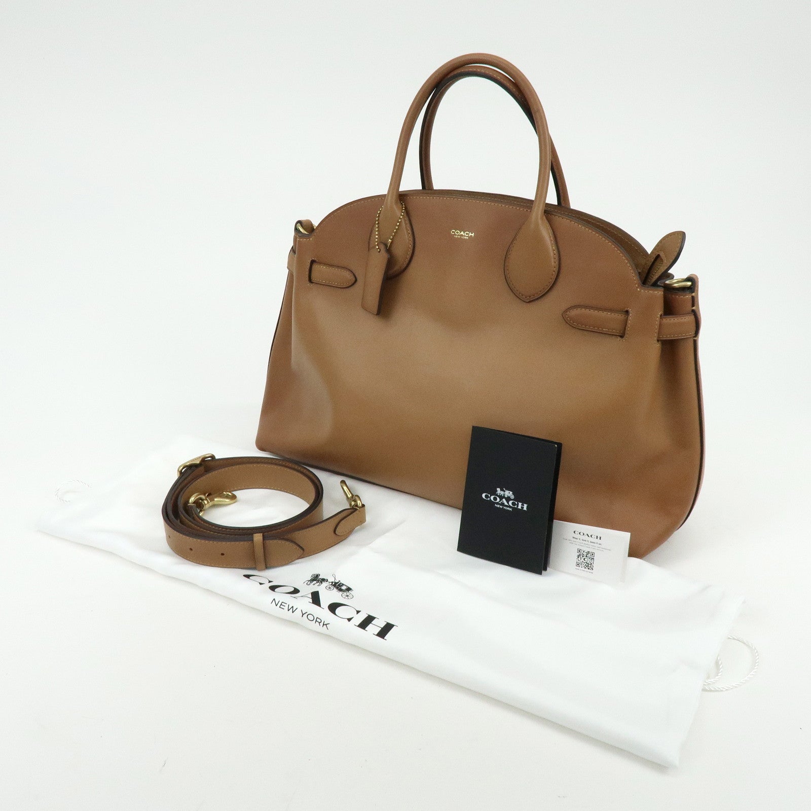 COACH Empire Calf Leather 2Way Shoulder Bag Hand Bag Brown