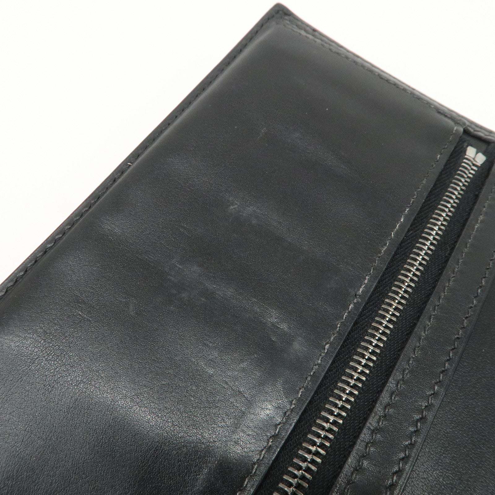 HERMES Box Calf Leather Beant Classic Long Wallet Black