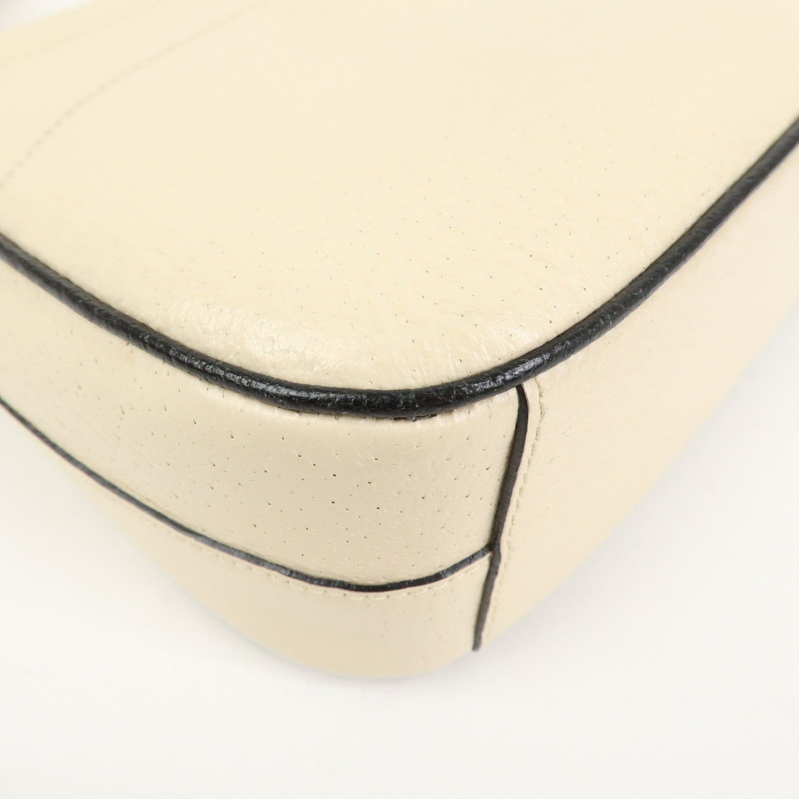 PRADA Logo Leather Shoulder Bag Hand Bag Ivory
