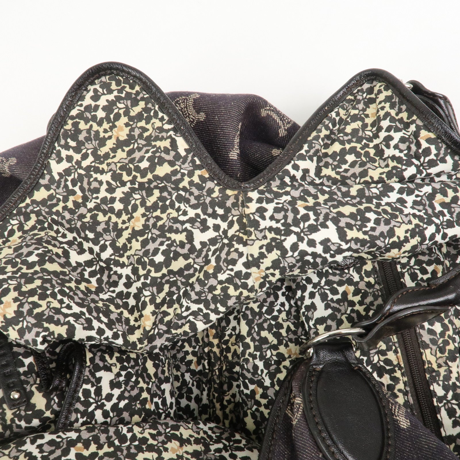 CELINE Macadam Denim Leather 2Way Shoulder Bag Indigo Blue Brown