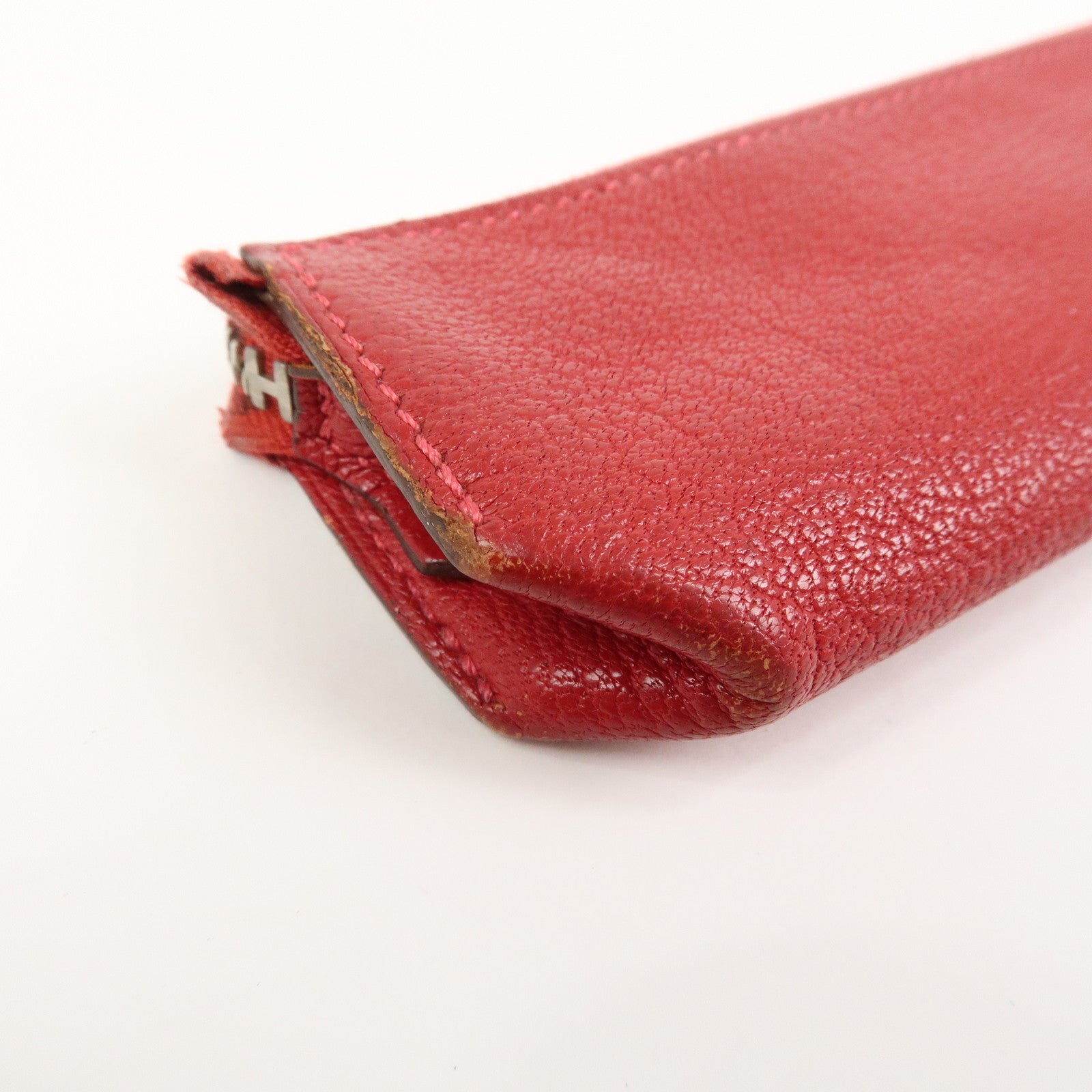HERMES Piccolo Chevre Leather Pen Case Red