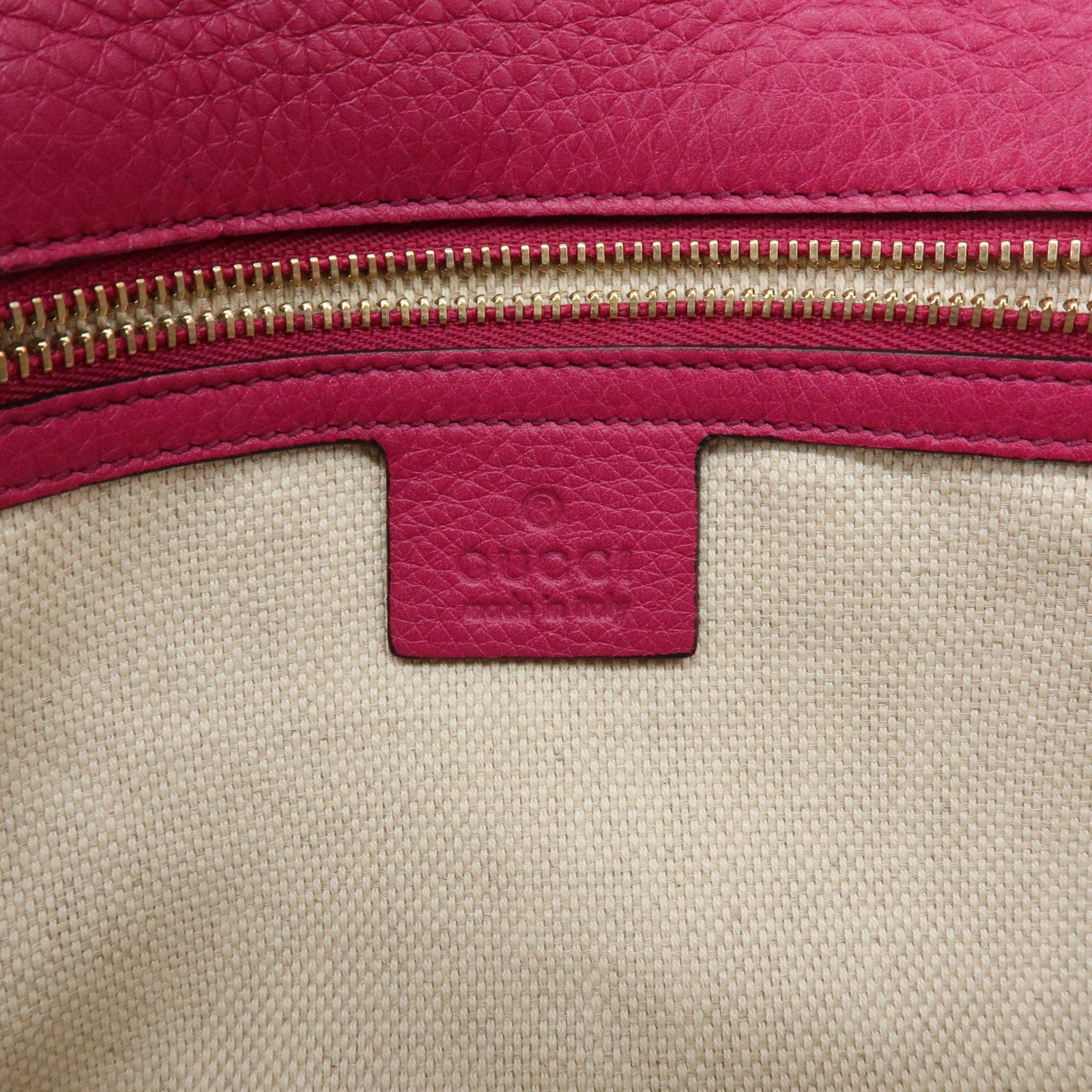 GUCCI SOHO Interlocking G Leather Tassel Clutch Bag Pink 336753