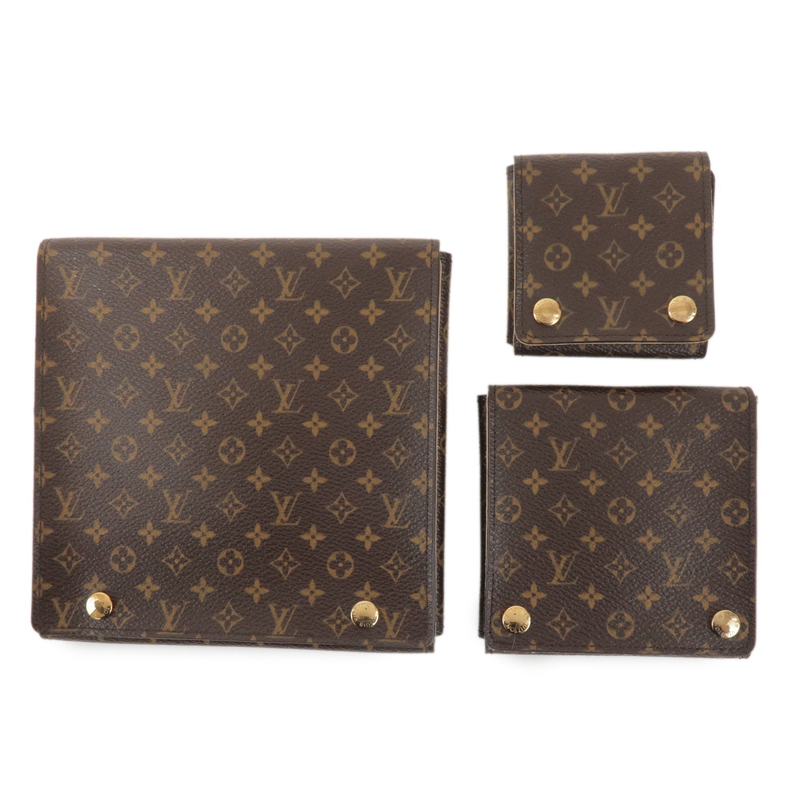 Louis Vuitton Monogram Set of 3 Canvas Necklace Case Earring Case