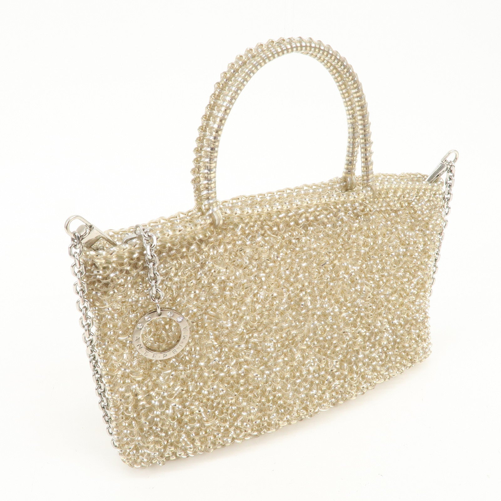 ANTEPRIMA PVC 2Way Bag Hand Bag Chain Shoulder Bag Champagne Gold