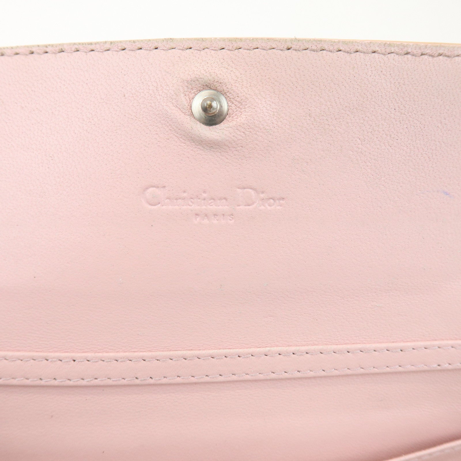 Christian Dior Patent Leather Chain Wallet Long Wallet WOC Beige