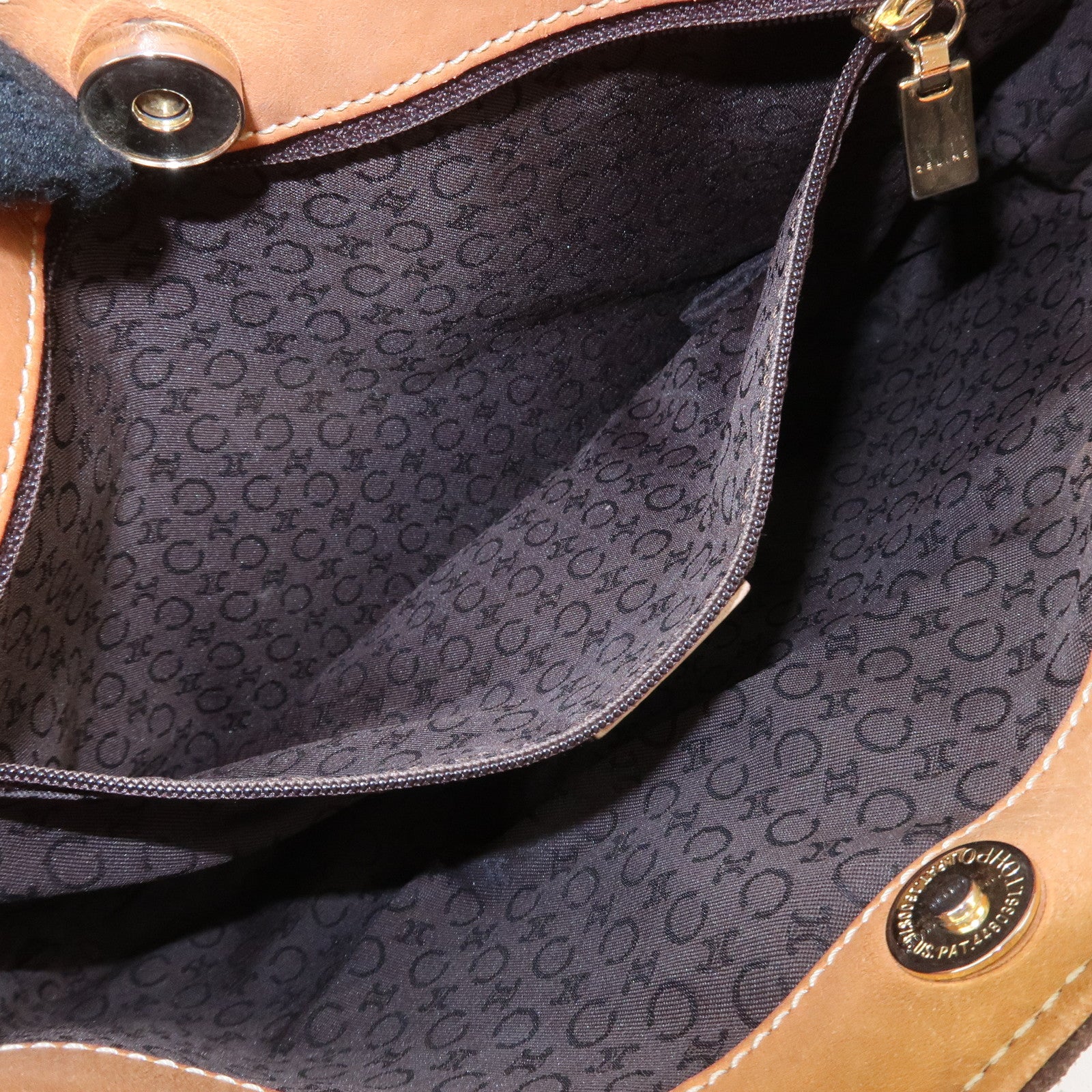 CELINE C Macadam Suede Leather Shoulder Bag Brown