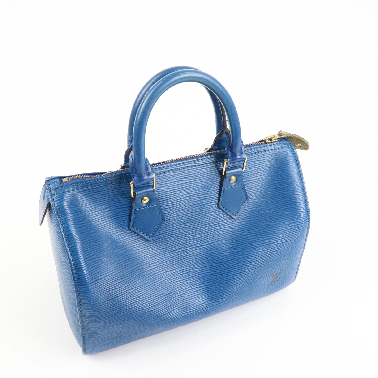 Louis Vuitton Epi Speedy 25 Hand Bag Boston Bag Blue M43015 Used
