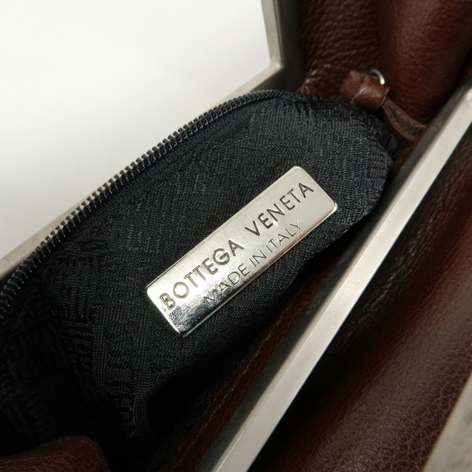 BOTTEGA VENETA Leather Square Hand Bag Brown