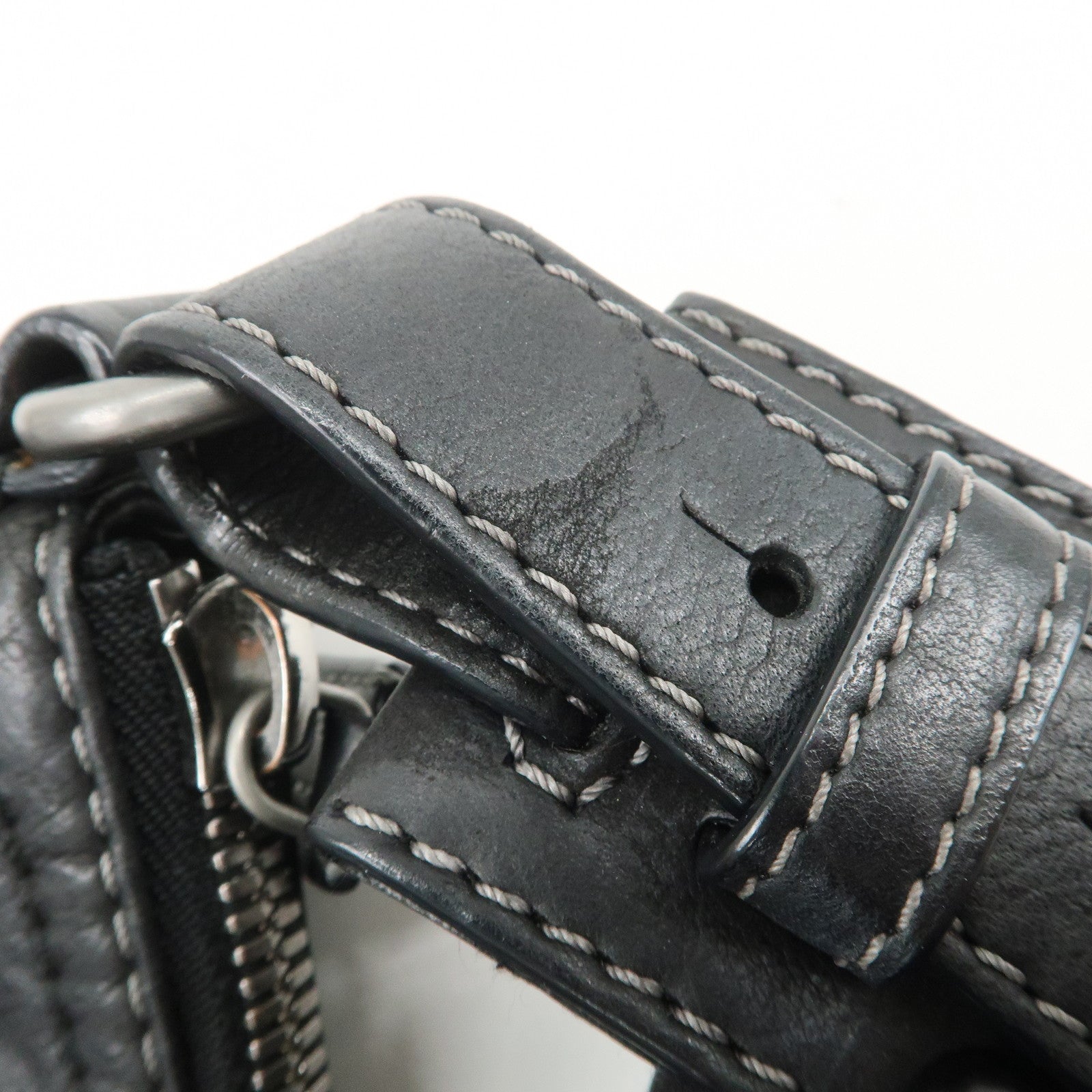 LOEWE Anagram Leather Canvas Shoulder Bag Crossbody Black