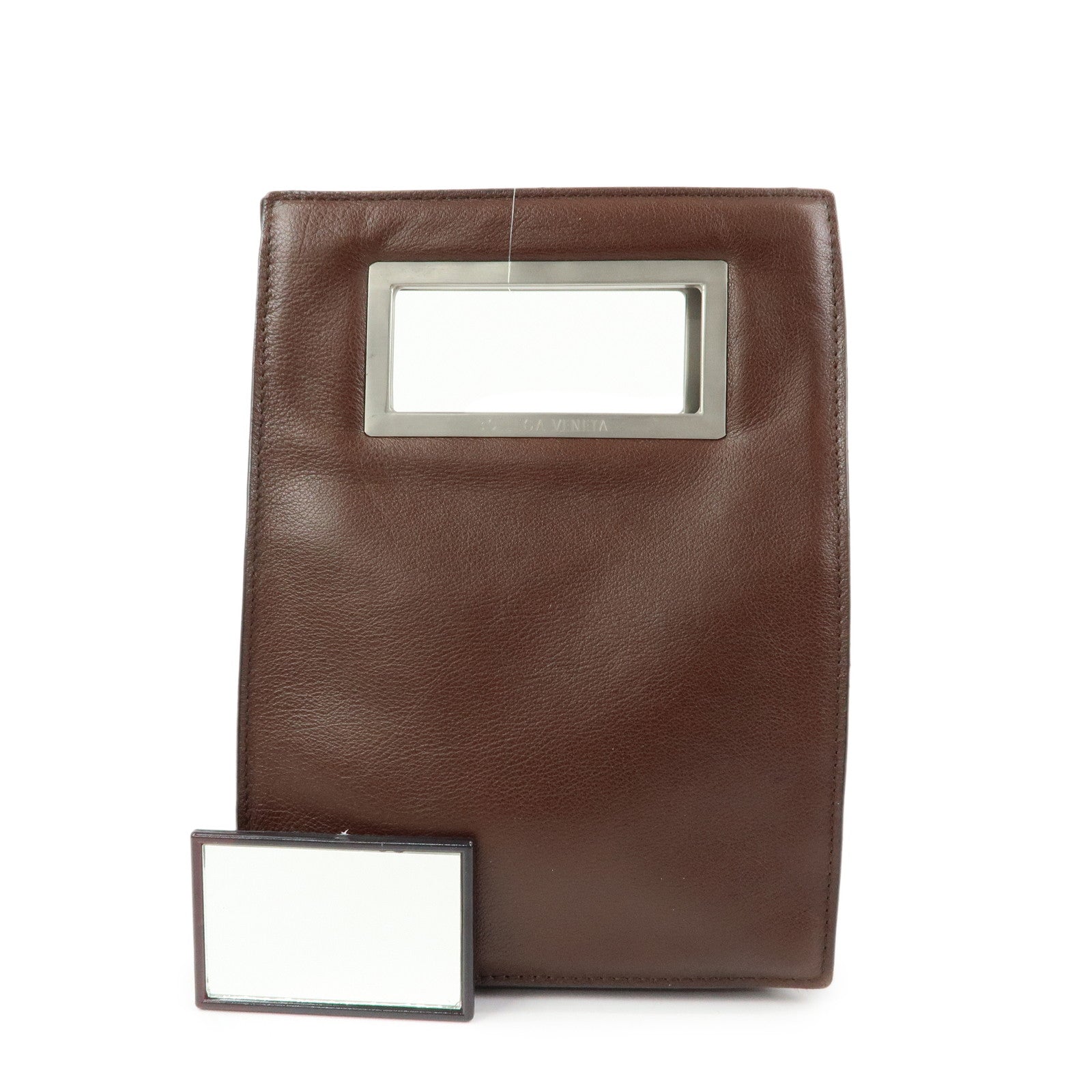 BOTTEGA VENETA Leather Square Hand Bag Brown