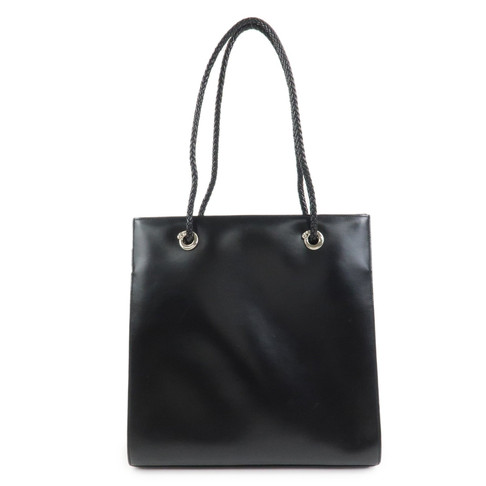 Cartier Leather Shoulder Bag Tote bag Black Silver