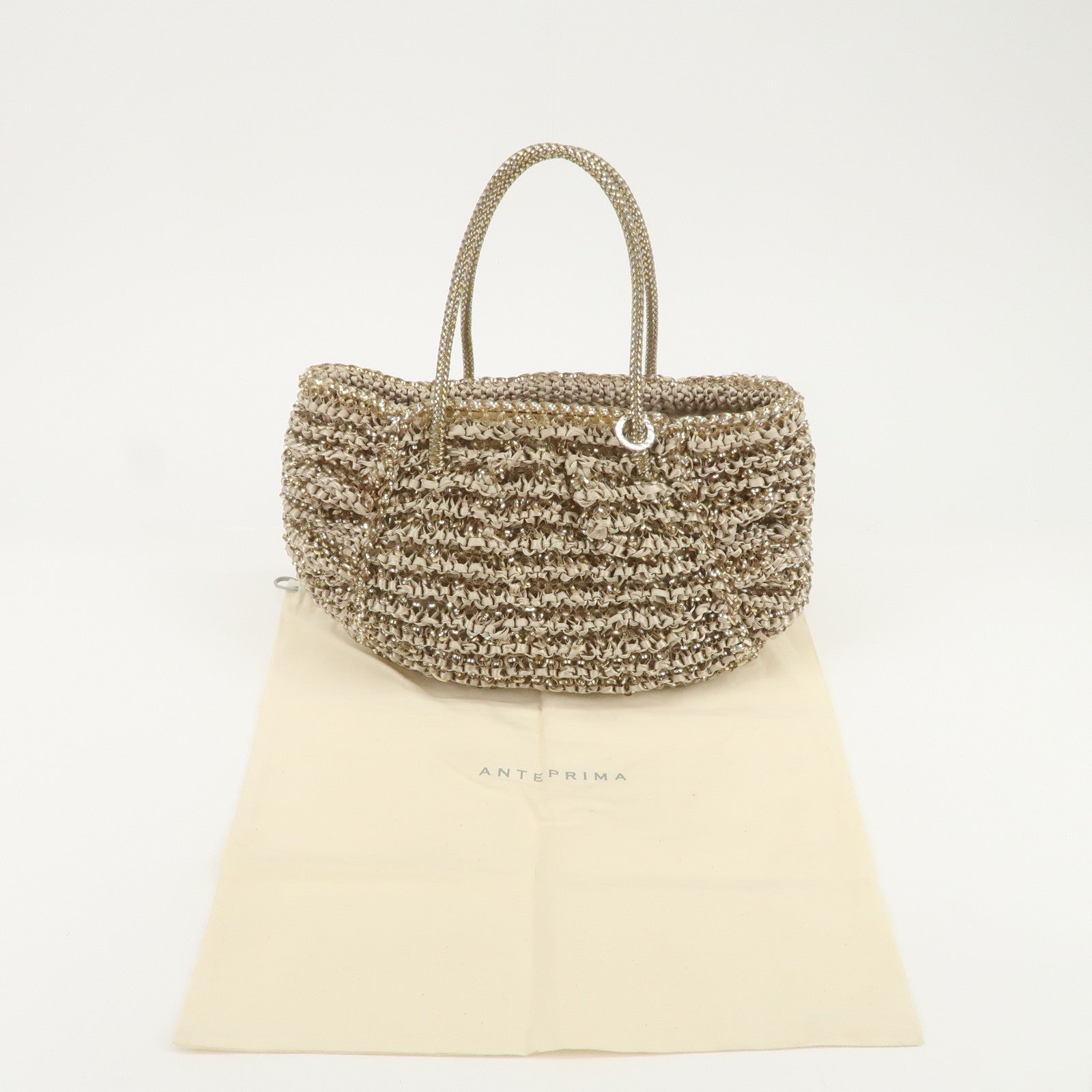 ANTEPRIMA Wire Bag PVC Satin Code Hand Bag Shoulder Bag Beige