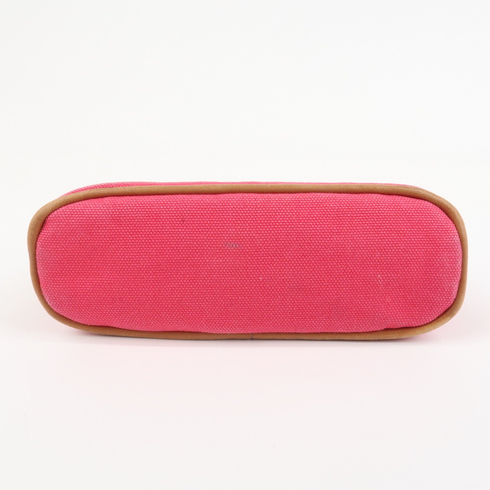 HERMES Canvas Leather Bolide Pouch Cosmetic Pouch Makeup Bag Pink