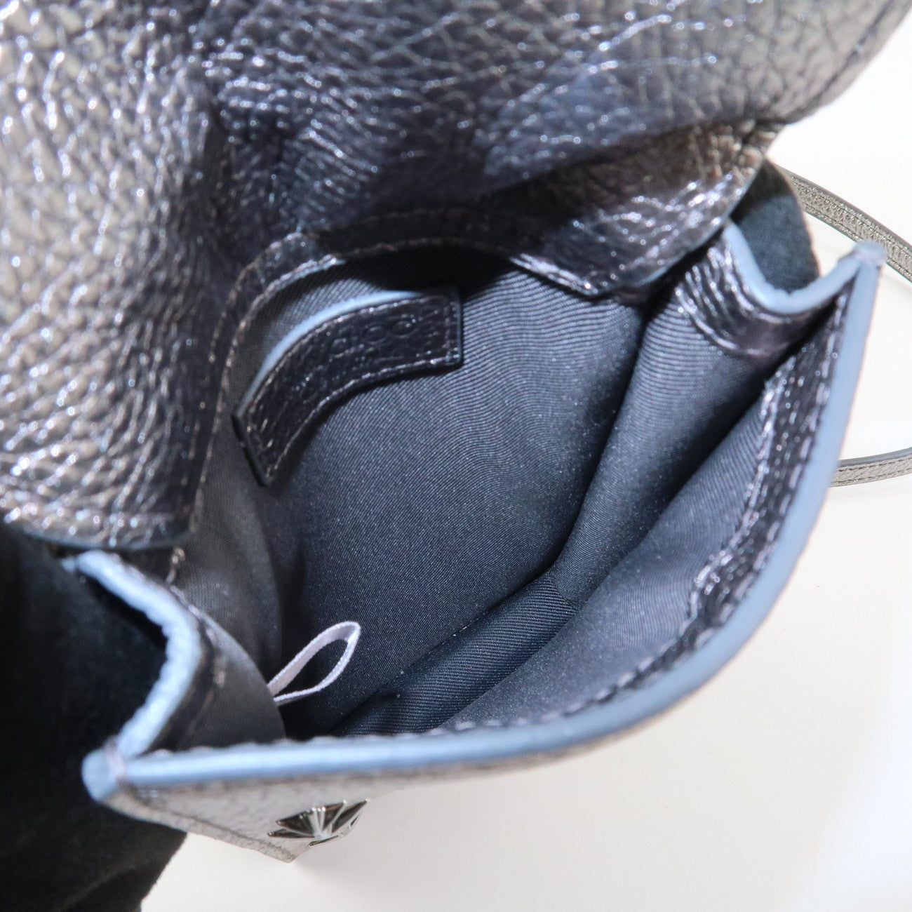 JIMMY CHOO Leather Star Studs Cell Phone Folder Shoulder Bag Silver Used