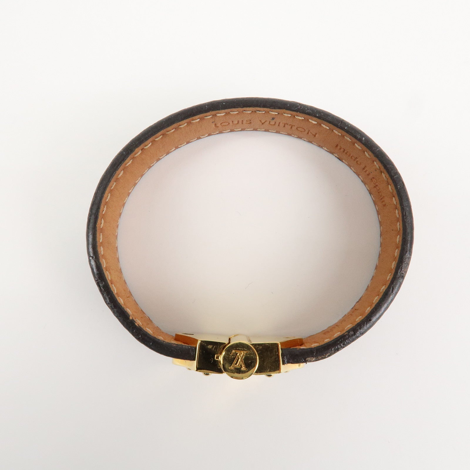 Louis Vuitton Monogram Bracelet Spirit Bangle Gold HDW M6689 Used