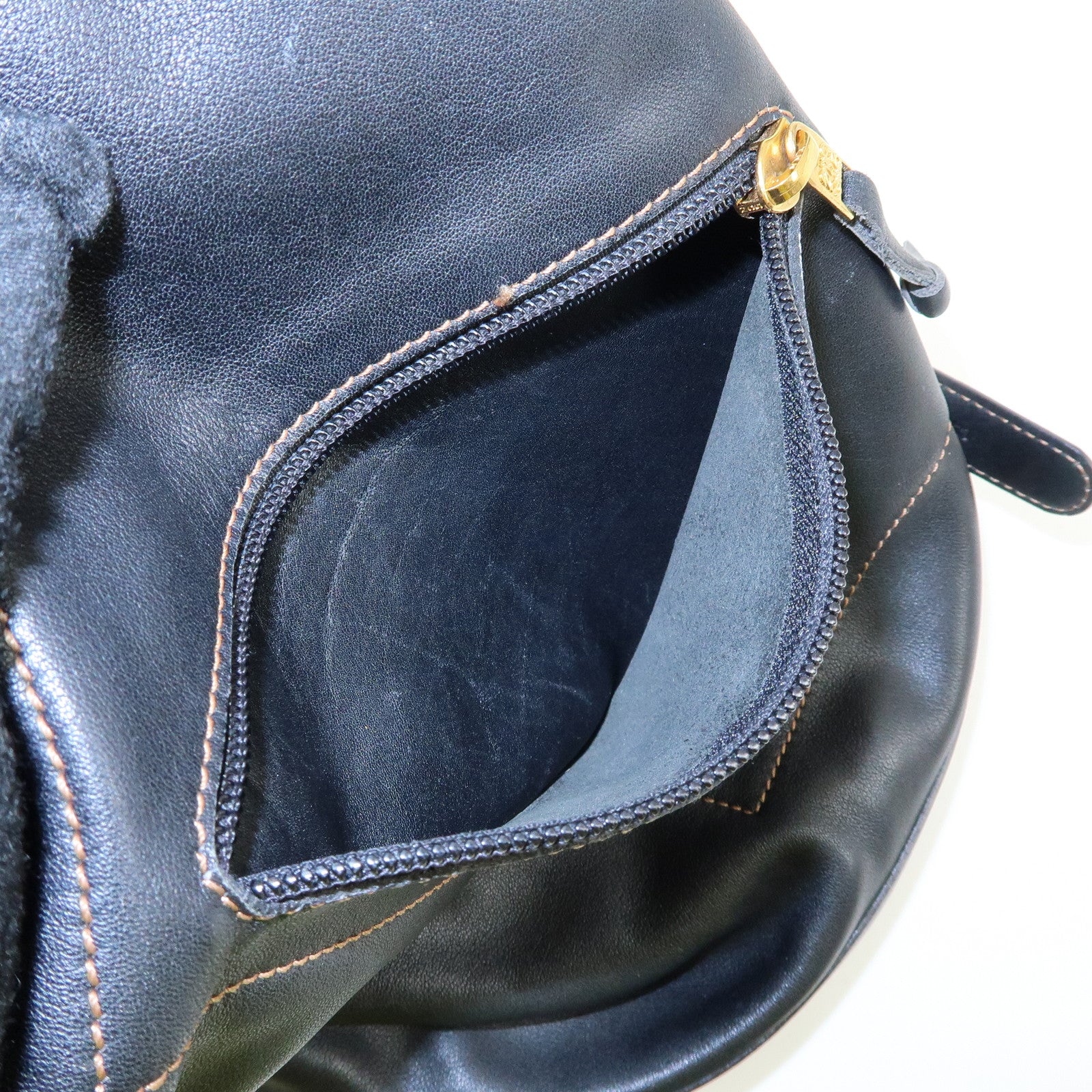 LOEWE Anton Calf Leather Backpack Rucksack Black