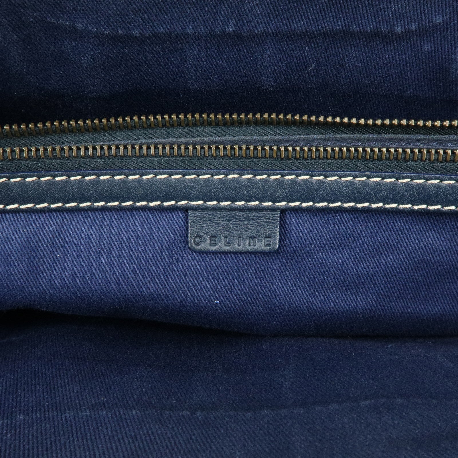 CELINE Macadam Canvas Leather Boogie Bag Hand Bag Navy