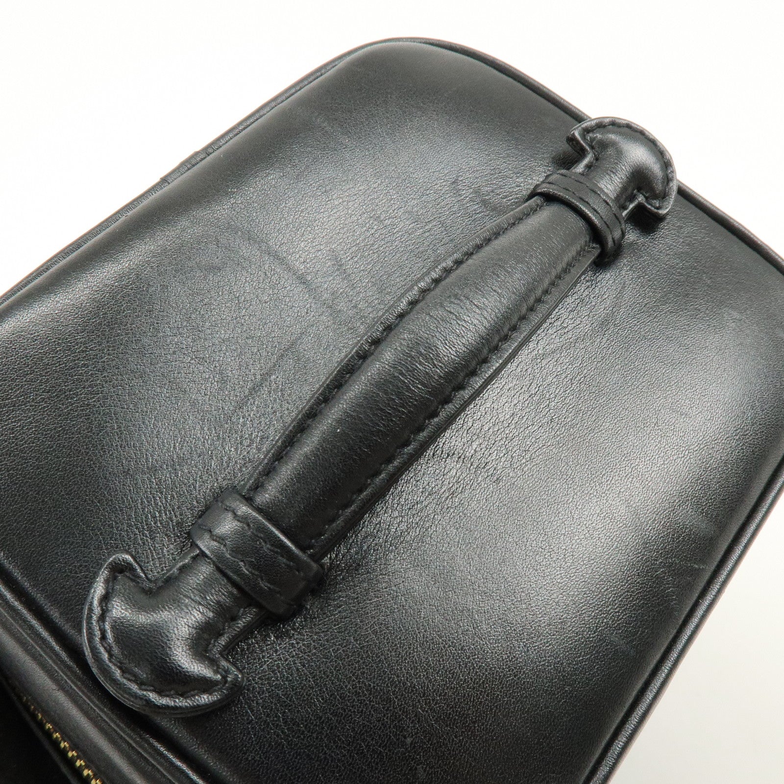 CHANEL Bicolore Lamb Skin Vanity Bag Hand Bag Black A01619