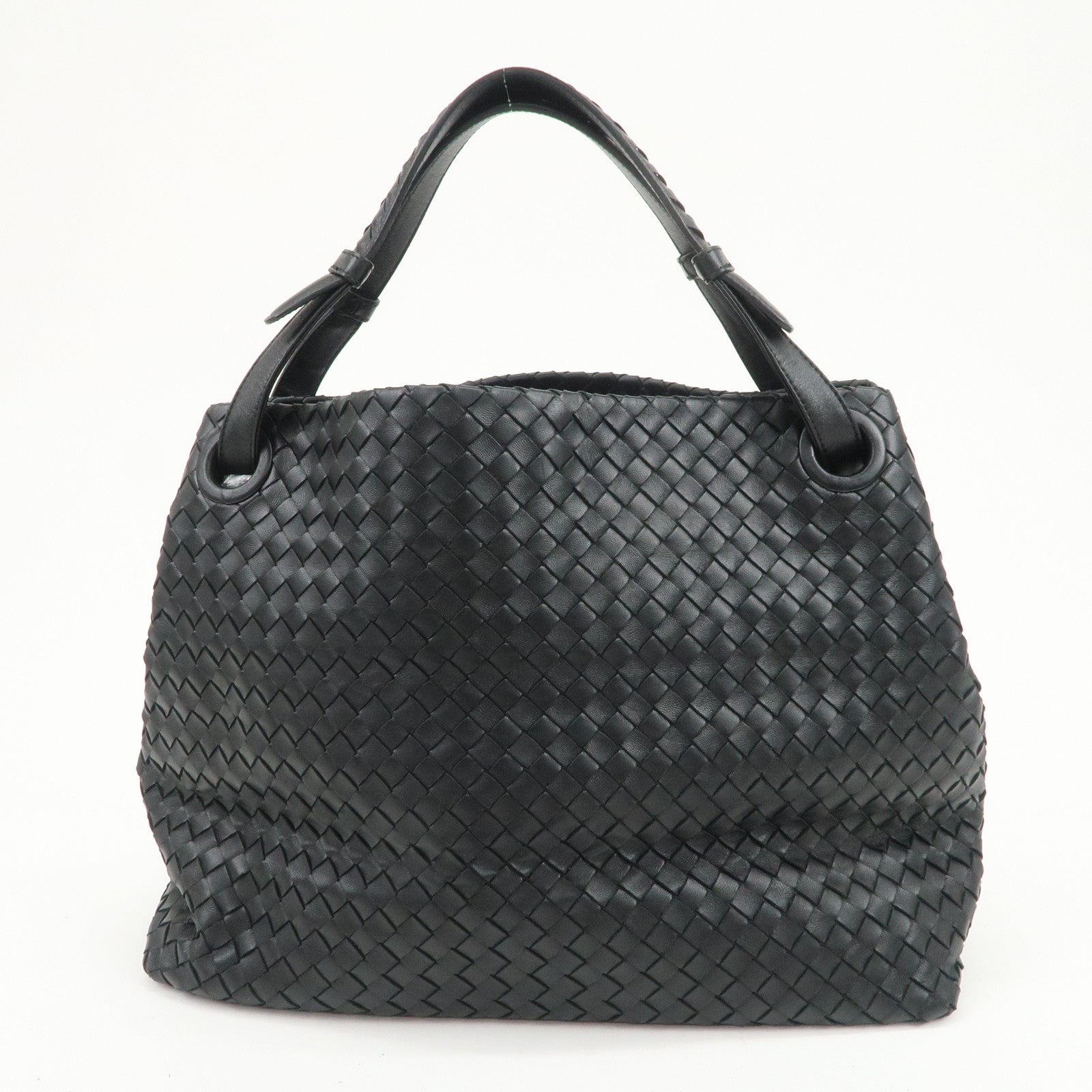 BOTTEGA VENETA Intrecciato Leather Tote Bag Hand Bag Black