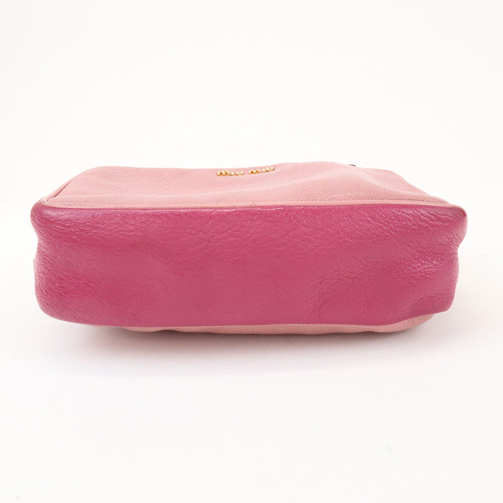 MIU MIU Logo Madras Leather Shoulder Bag Crossbody Bag Pink RT0539